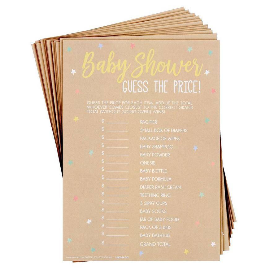 Party City Kraft Star Guess the Price Baby Shower Game