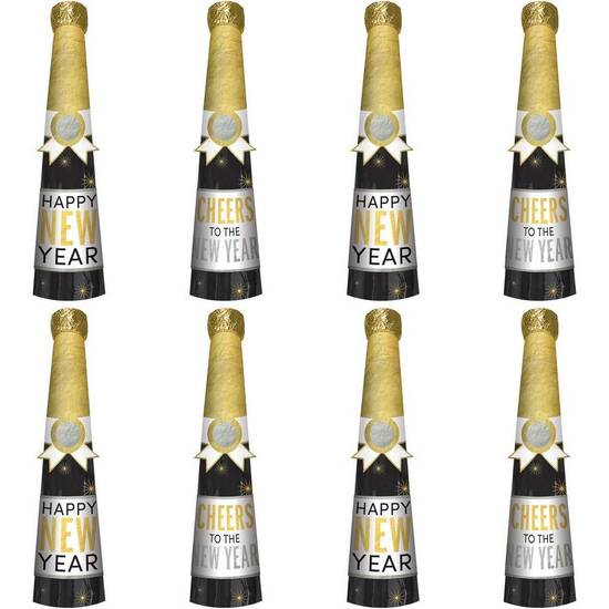 New Year's Eve Champagne Bottle Party Crackers, 8ct