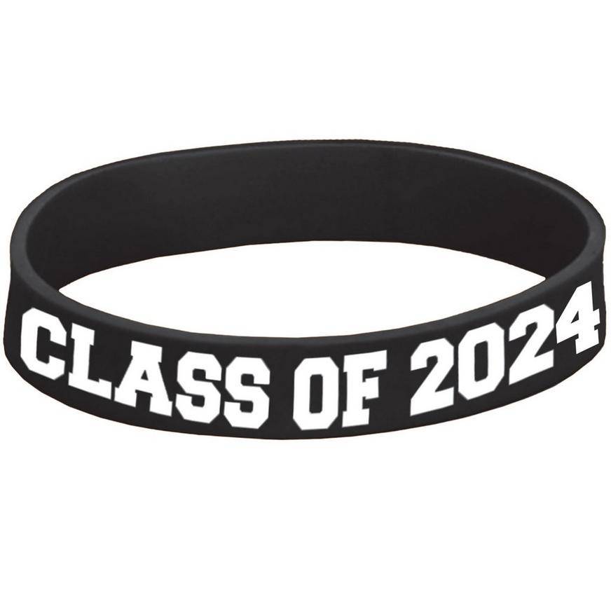 Party City Class Of 2024 Graduation Rubber Bracelet (black)