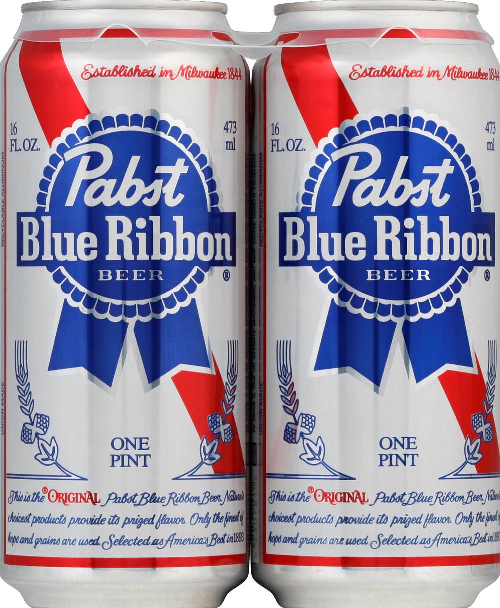 Pabst Blue Ribbon American Lager Beer (4 ct, 16 fl oz)