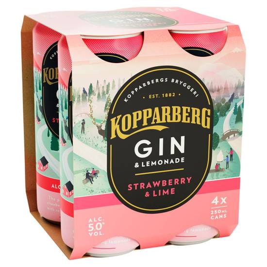 Kopparberg Premium Gin Strawberry & Lime 4 x 250ml