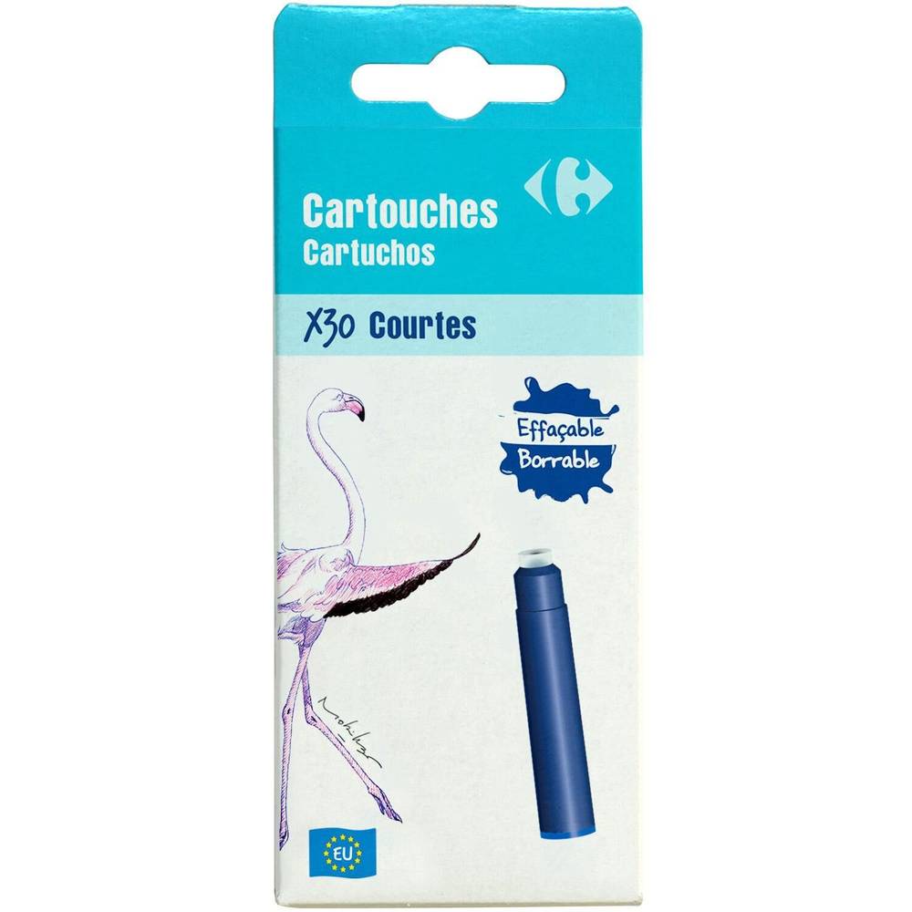 Carrefour - Cartouche d'encre bleue pour stylo plume (30 pièces)