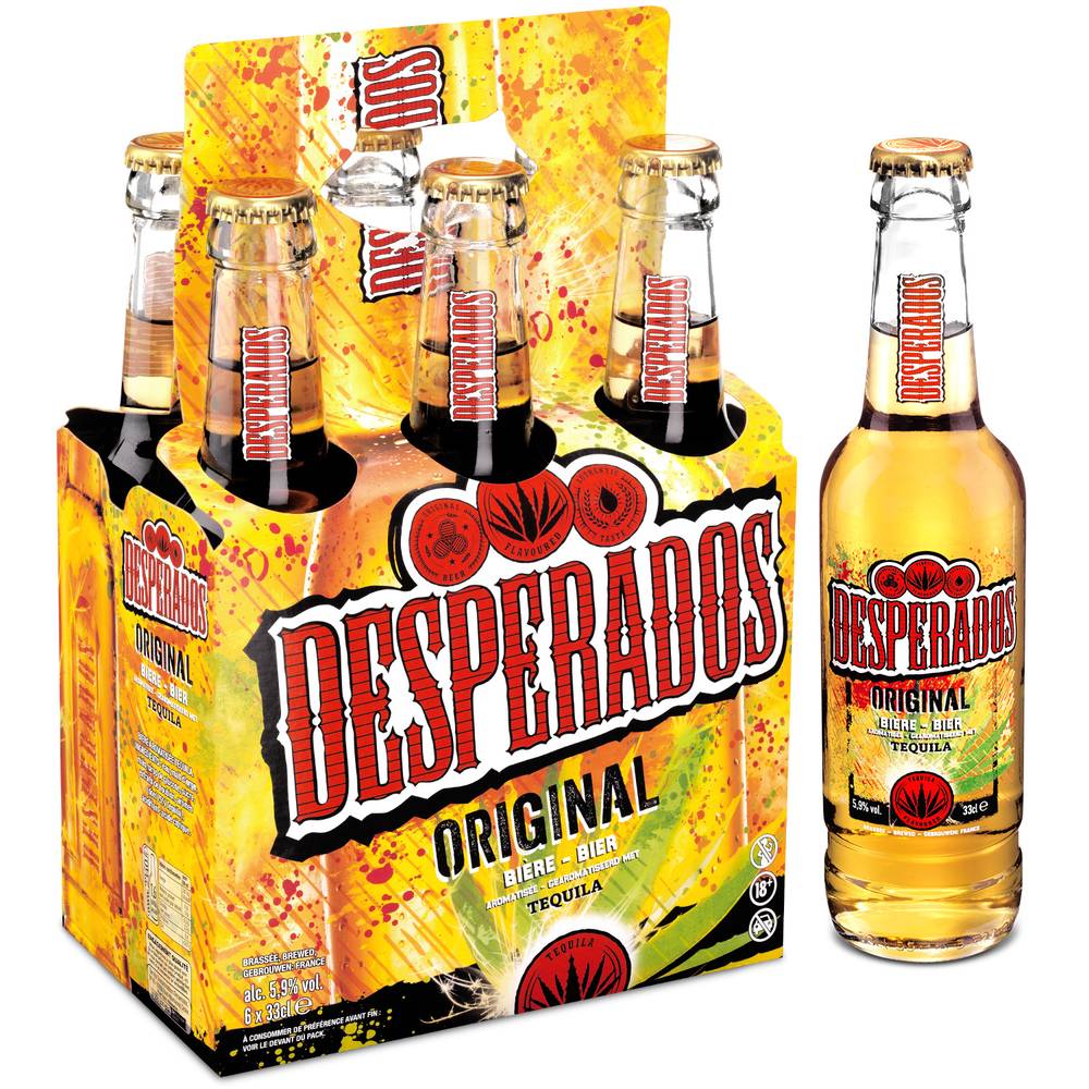 Desperados - Bière aromatisée au spiritueux à base d'agave, téquila (6 x 330ml)