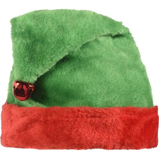 Green Red Plush Elf Hat for Kids