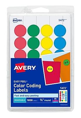 Charles Leonard Inc. Color Coding Labels, 3/4 in, Assorted (1000 ct)