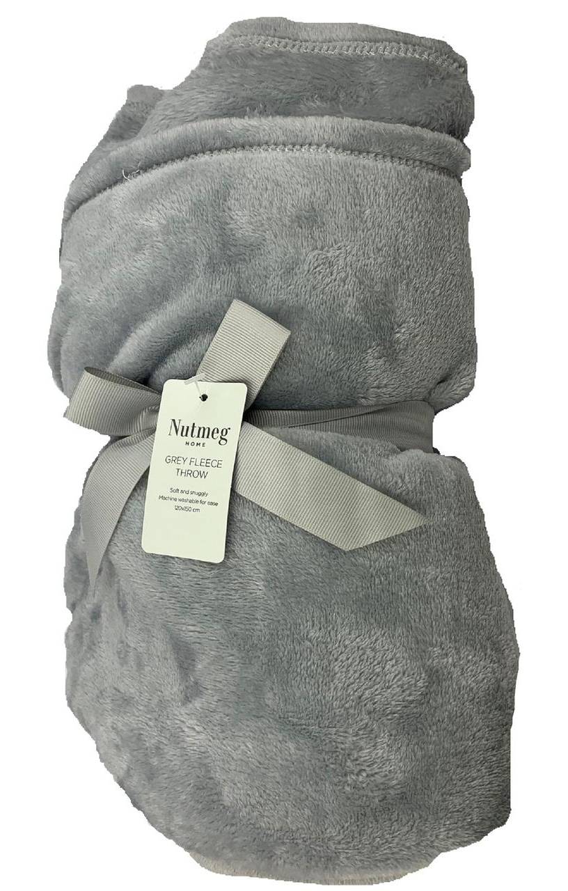 Nutmeg Home Grey Fleece Throw 120 X 150Mm