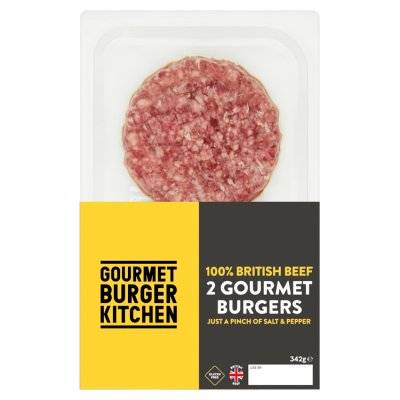 Gourmet Burger Kitchen 2 Gourmet Beef Burgers (342g)