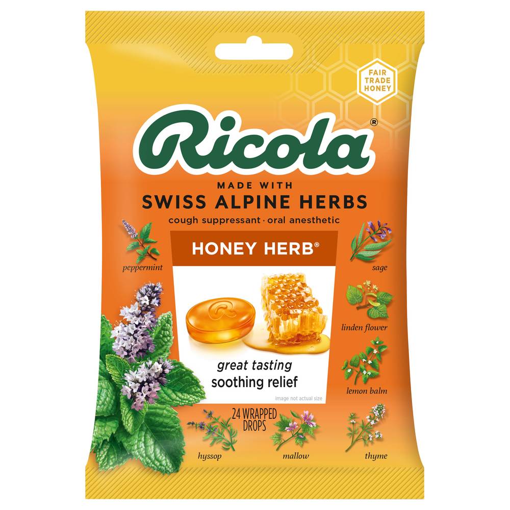 Ricola Honey Herb Cough Suppressant Drops (24 ct)