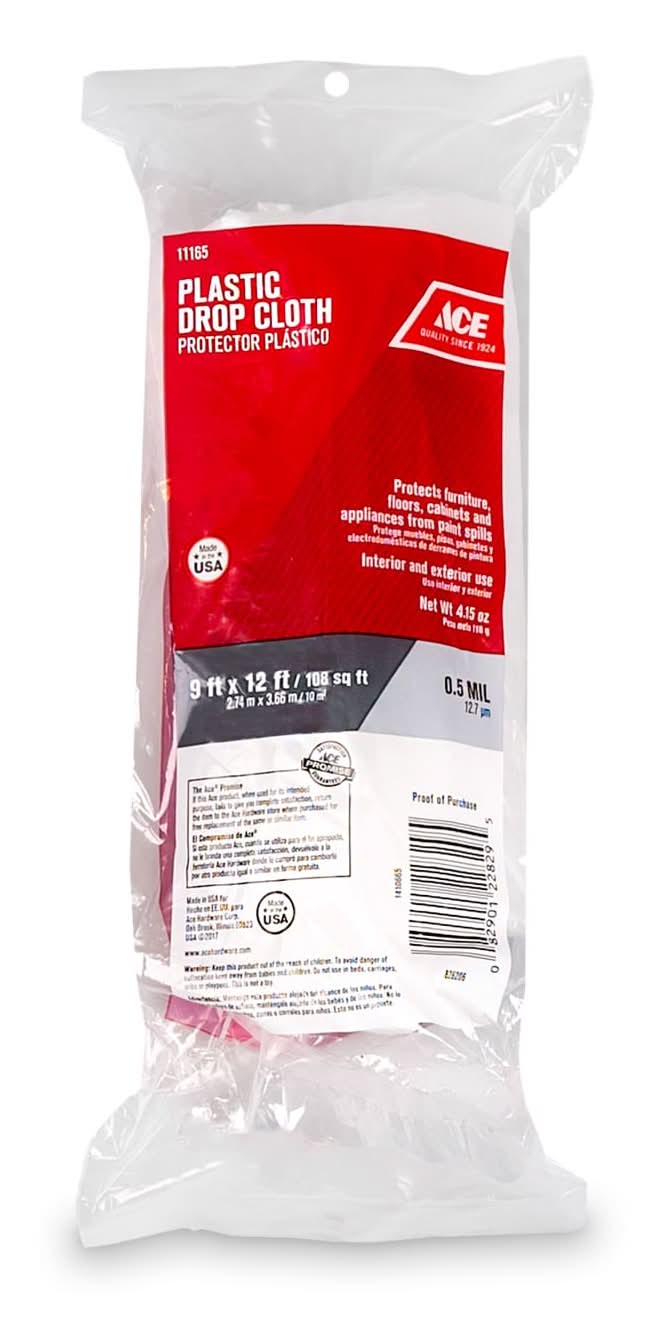 Ace 9 Ft. W X 12 Ft. L X 0.5 Mil Plastic Drop Cloth 1 Pk