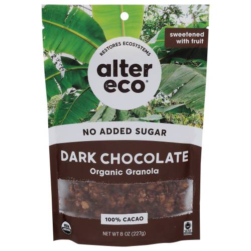 Alter Eco Organic Dark Chocolate No Sugar Added Granola