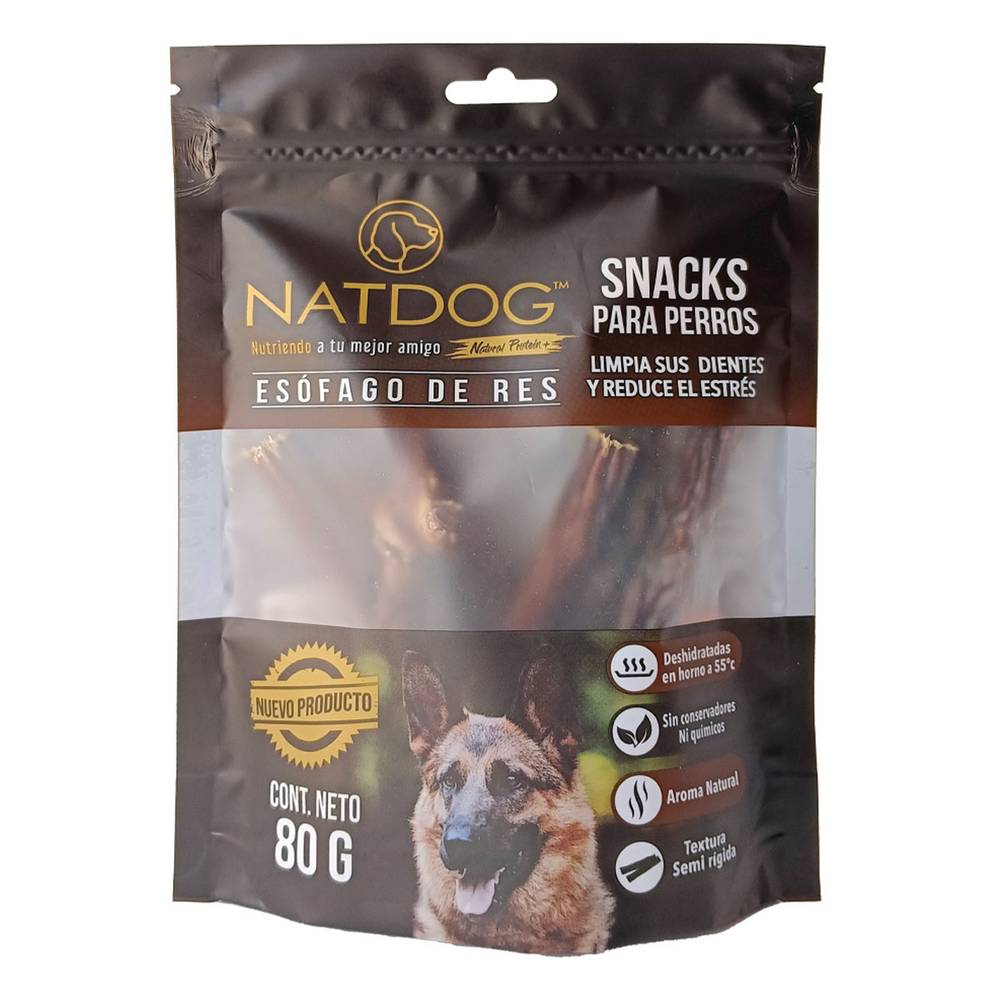 Premios Naturales Para Perro Esófago De Res Natdog 80G
