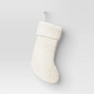 20" Cable Knit Christmas Stocking Cream - Wondershop™