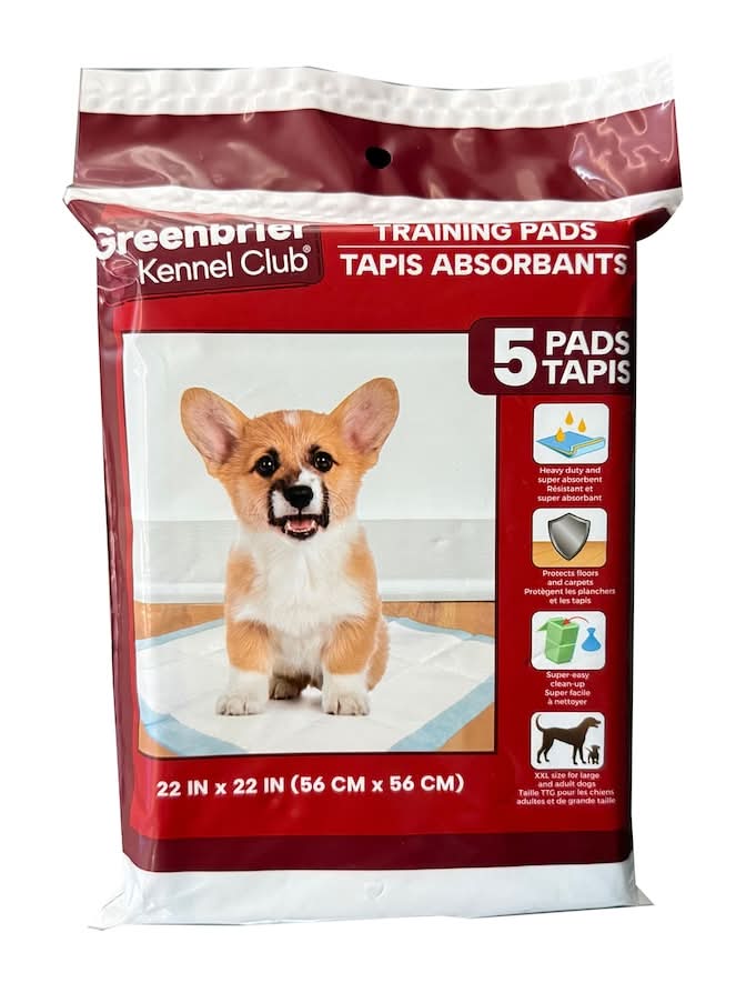 Greenbrier Kennel Club Heavy Duty Pet Training Pads, 22x22 in (5 ct)