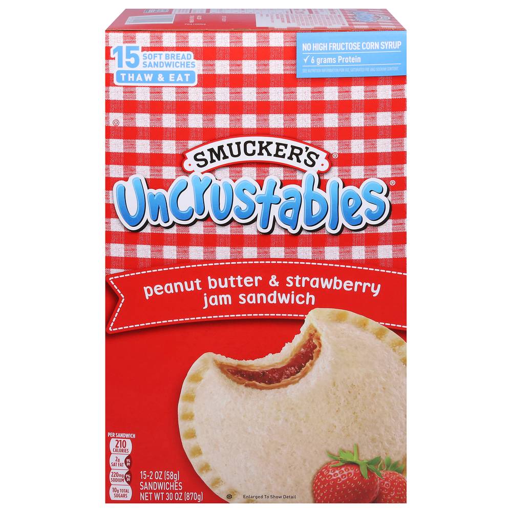 Smucker's Uncrustables Sandwich, Peanut Butter and Strawberry Jam (1.88 lbs, 15 ct)