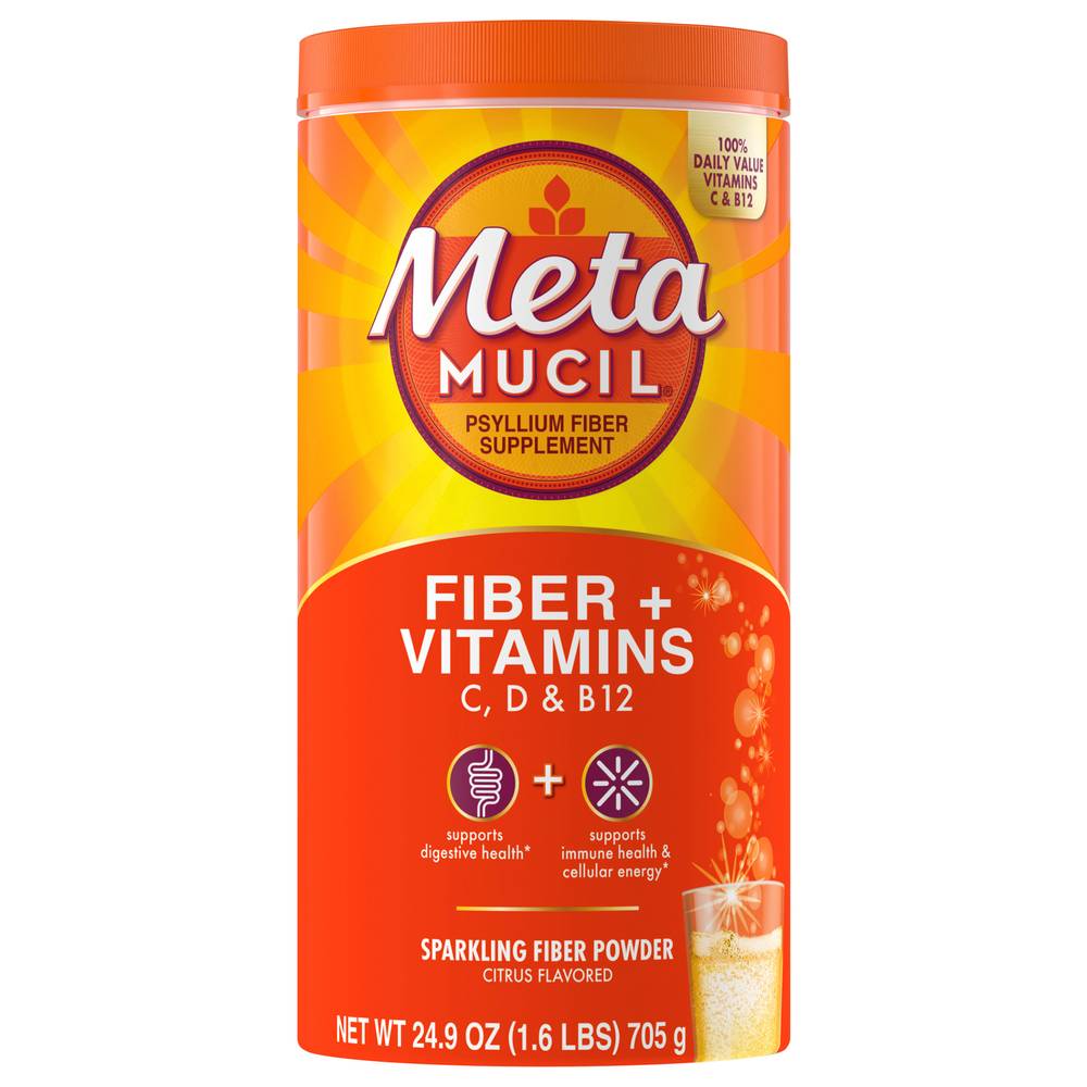 Metamucil Sparkling Fiber Powder Drink, Citrus (24.9 oz)