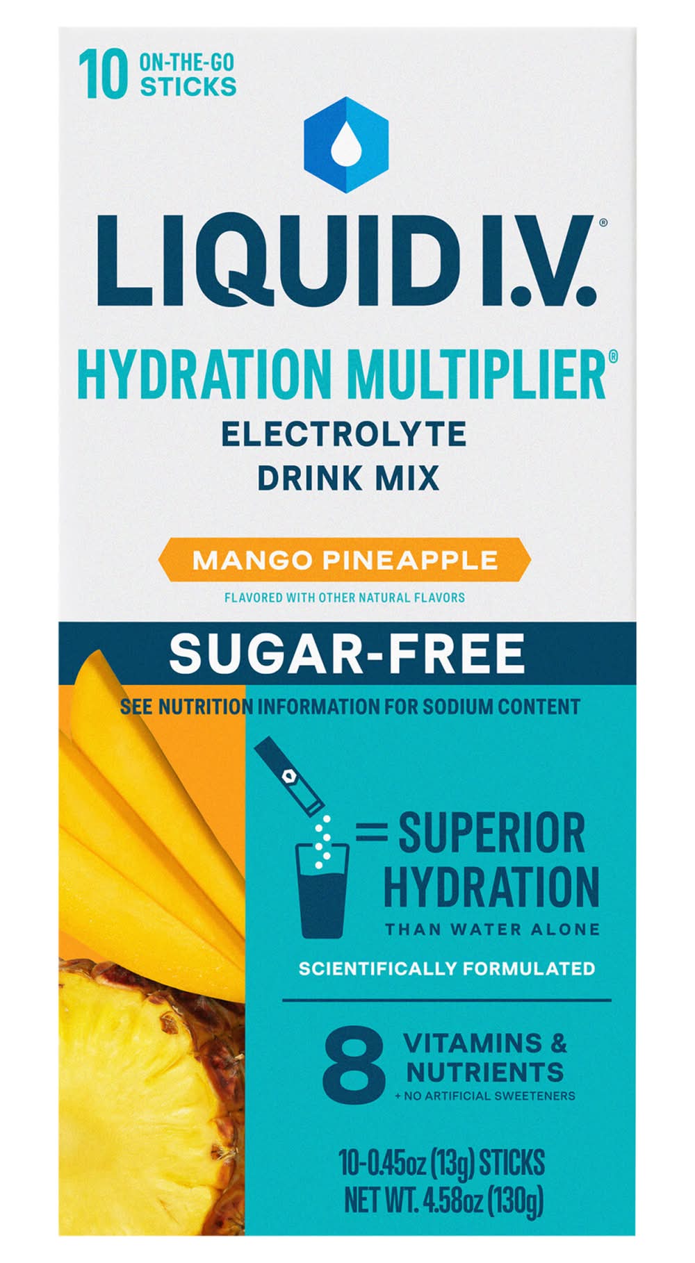 Liquid I.V. Sugar Free Hydration Electrolyte Powder Drink Mix, Mango-Pineapple (10 x 0.45 oz)
