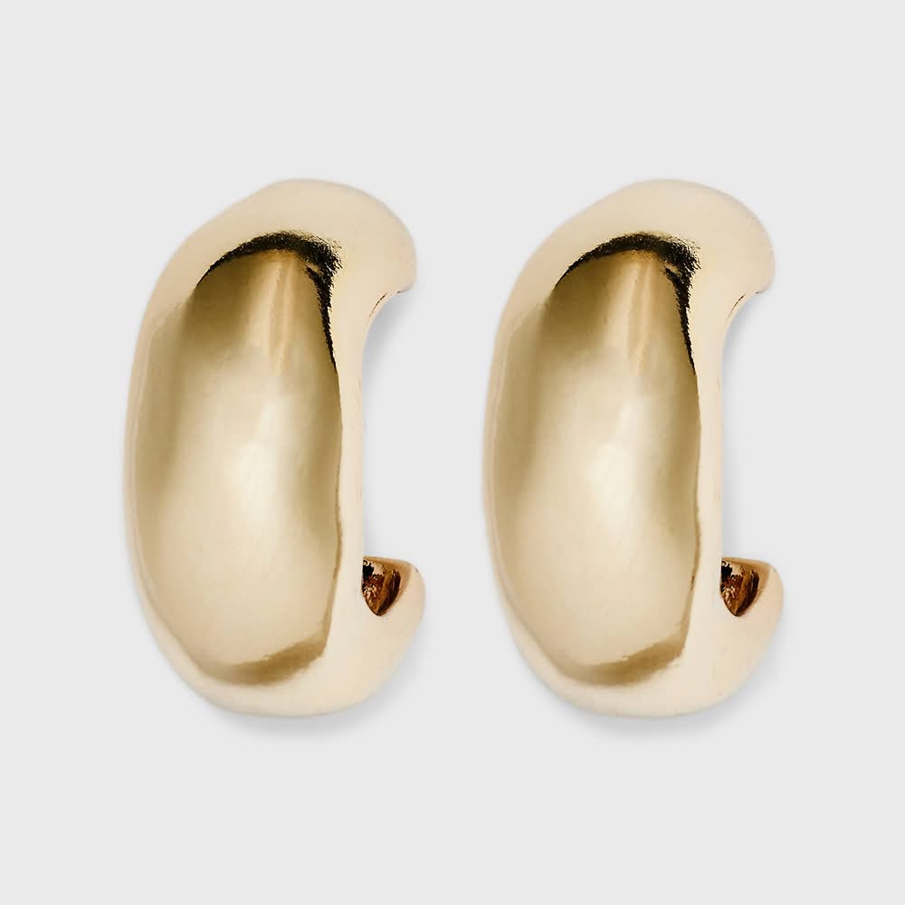 A New Day Nickel Free Metal Puffy Hoop Earrings, 1.14 in