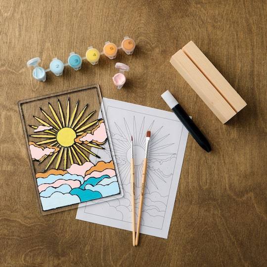 Artist's Loft Shining Sun Paint By Number Acrylic Surface Kit, 5x7 in (9 ct)