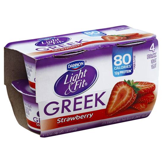 Light + Fit Dannon Strawberry Nonfat Greek Yogurt (4 ct)