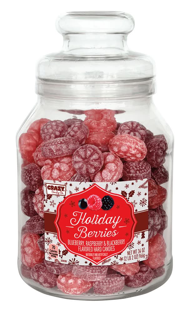 Crazy Candy Co. Holiday Berries Flavored Hard Candies, Blueberry Raspberry & Blackberry (34 oz)