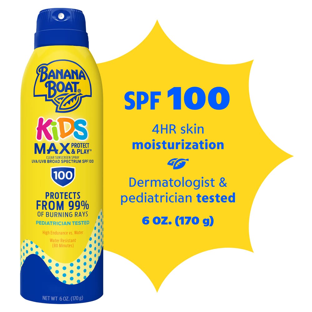 Banana Boat Max Protect & Play Broad Spectrum Spf 100 Kids Sunscreen Spray (6 oz)