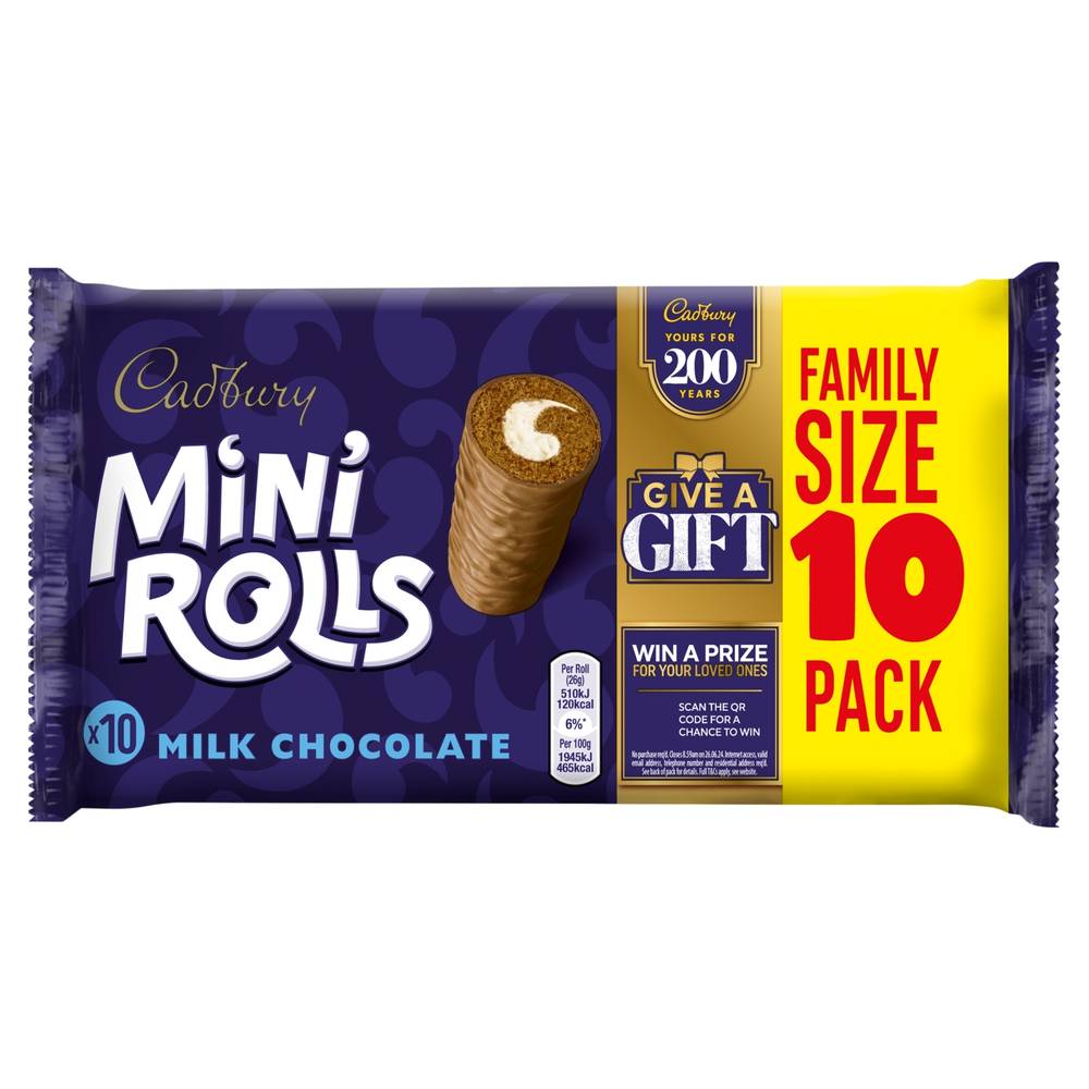 Cadbury Mini Rolls Milk Chocolate Family Size 10 Pack