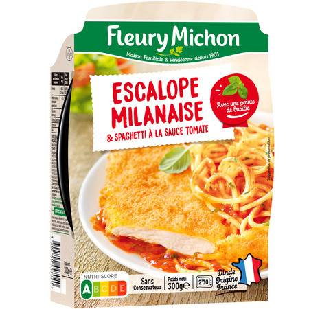 Plat cuisiné escalope milanaise spaghettis tomate FLEURY MICHON - la barquette de 300 g