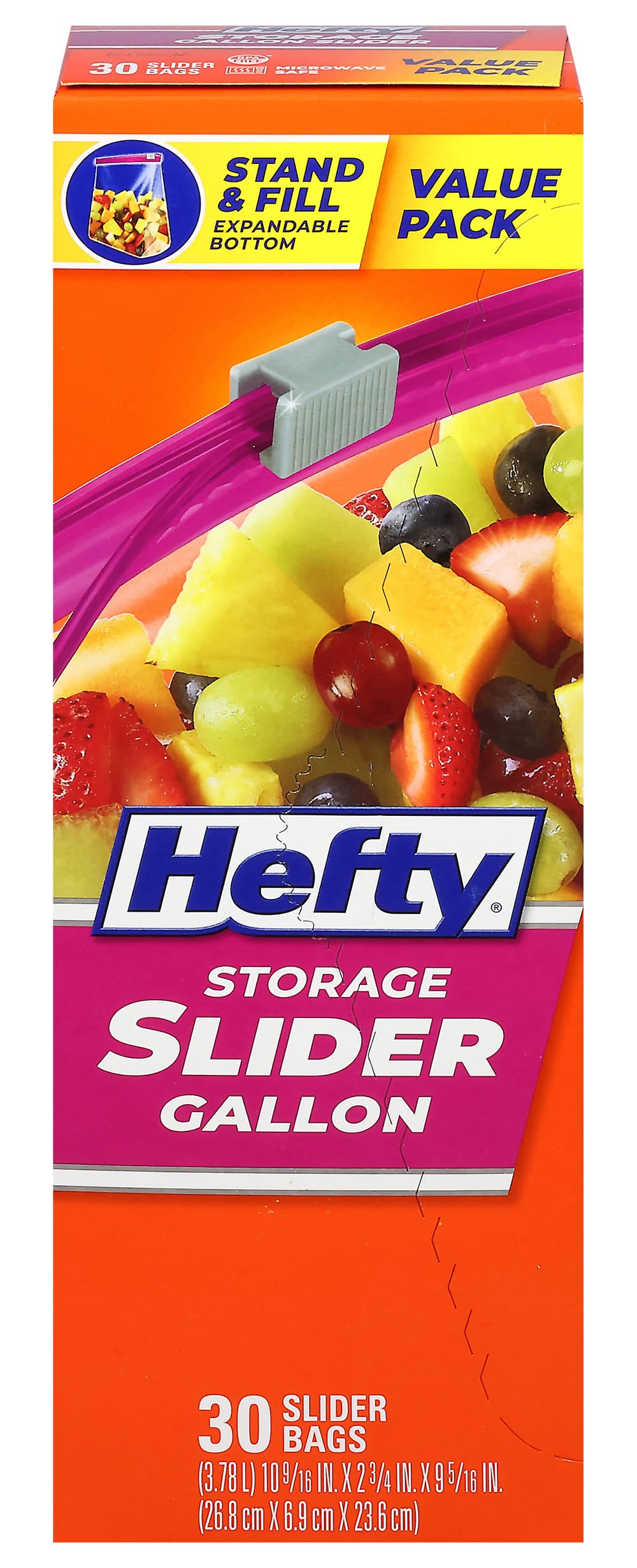 Hefty Storage Slider Bags Value pack Gallon, 26.8x6.9x23.6 cm (30 ct)