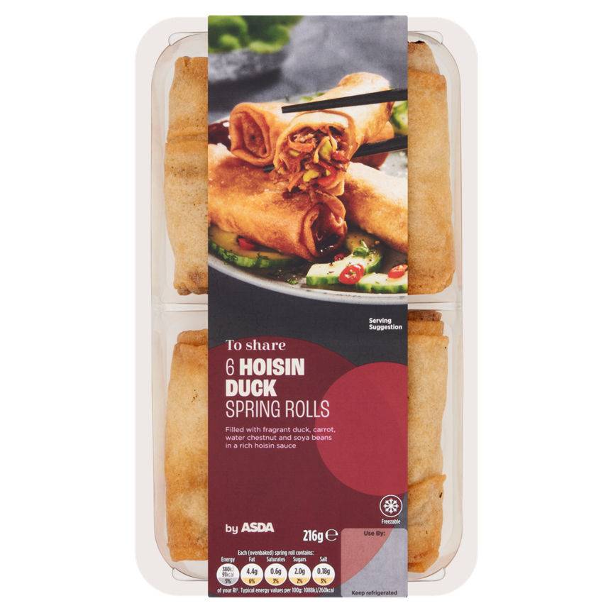 Asda to Share 6 Hoisin Duck Spring Rolls 216g