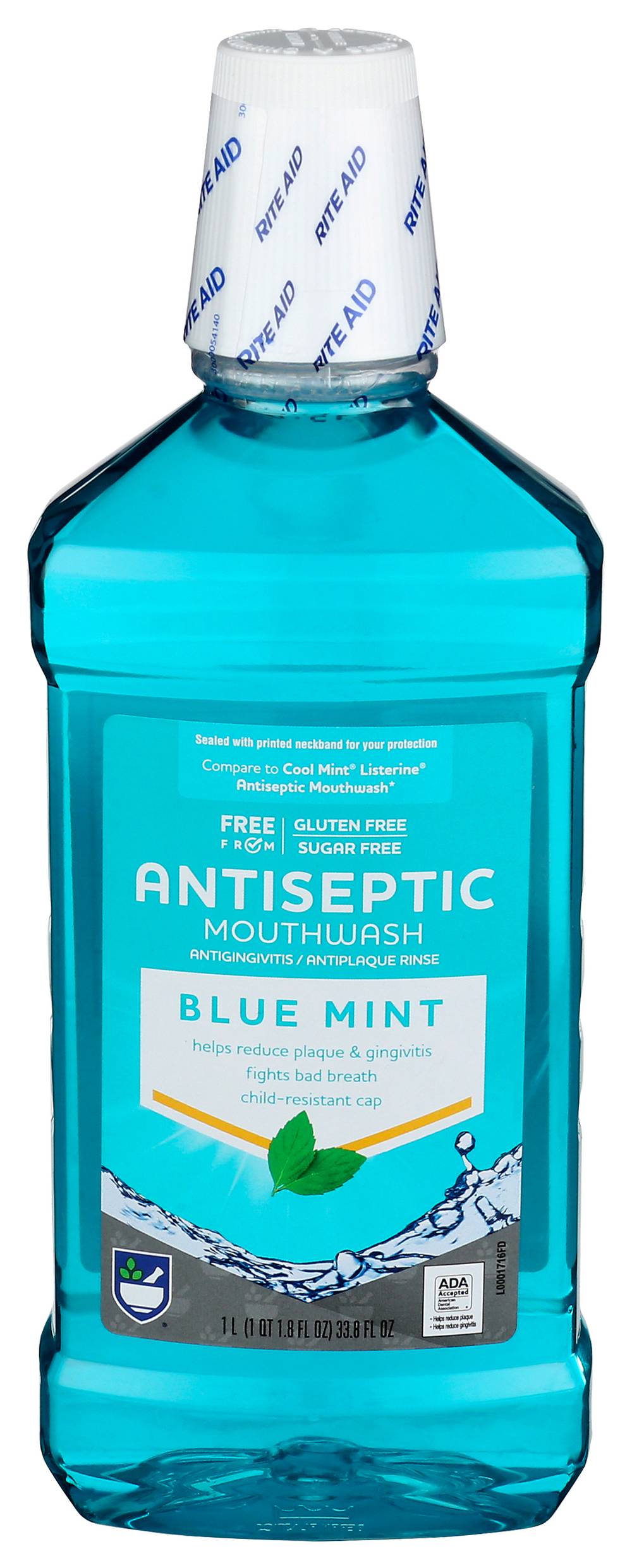 Rite Aid Oral Care Antiseptic Mouth Rinse Blue Mint (1 L)