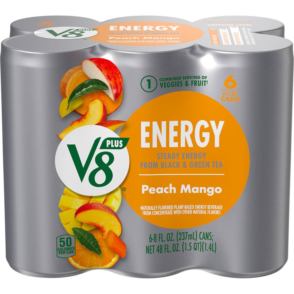 V8 +Energy Drink, Peach Mango (6 x 8 fl oz)