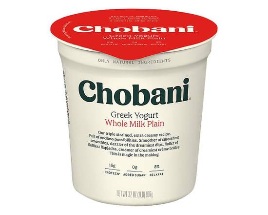 Chobani · 0% Milkfat Whole Milk Plain Greek Yogurt (32 oz)