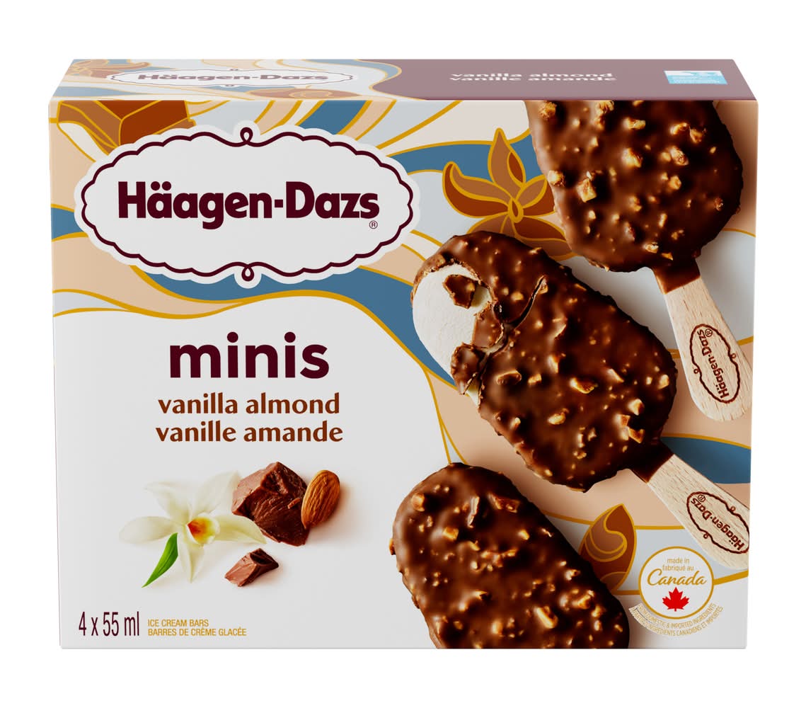 Häagen-Dazs Ice Cream Bars, Vanilla-Almond (4 x 220 ml)