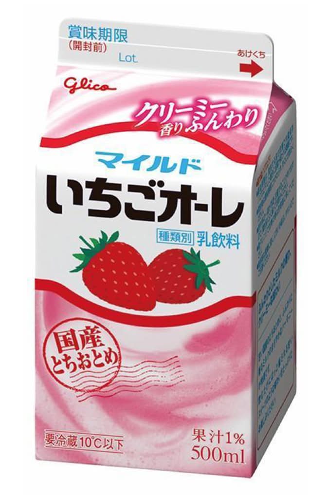 グリコ 乳飲料 - マイルドいちごオーレ (500mL)
