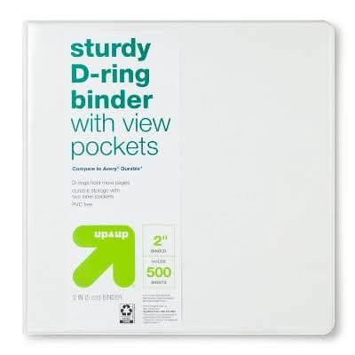 up&up Ring Binder Clear View, 2", White