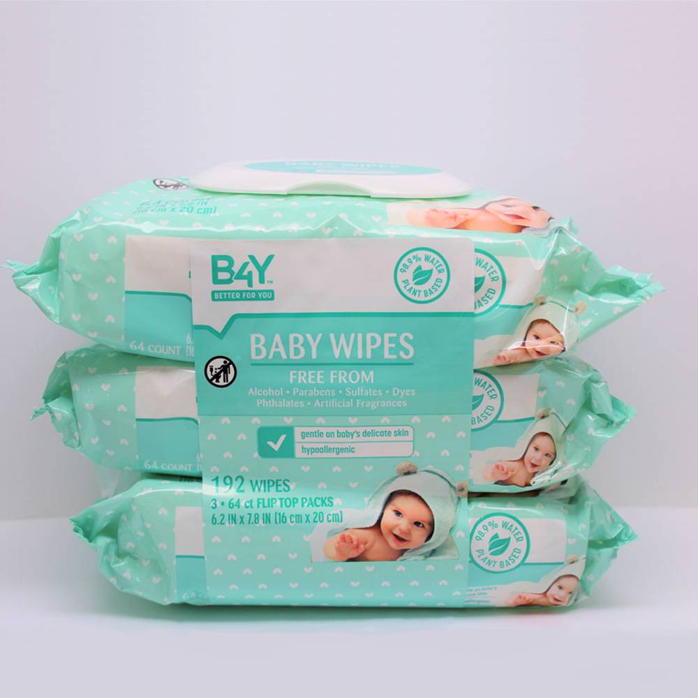 B4Y Baby Wipes (3 x 64 ct)