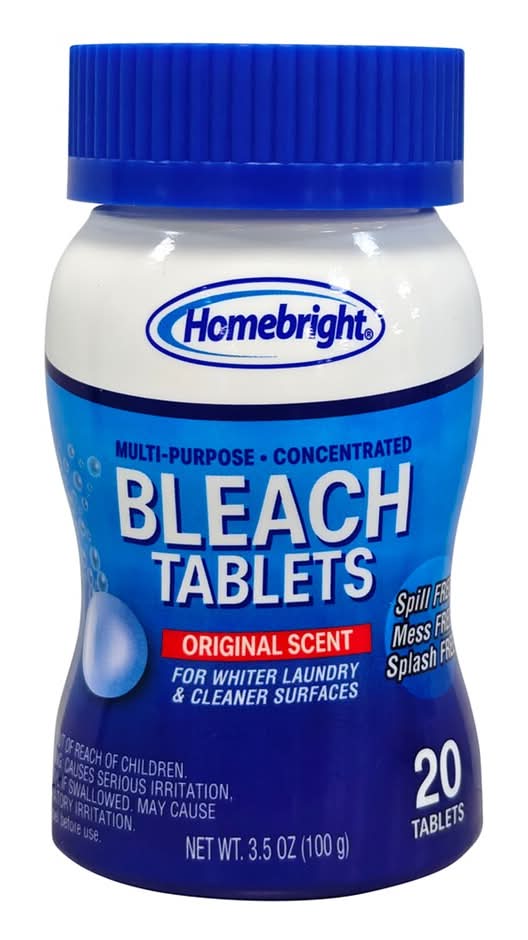 Homebright Multi-Purpose Concentrated Bleach Tablets (3.5 oz, 20 ct)