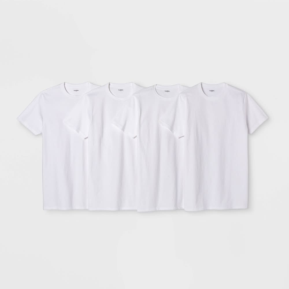 Goodfellow & Co. Short Sleeve Crewneck T-Shirt, Men, S, White (4 ct)