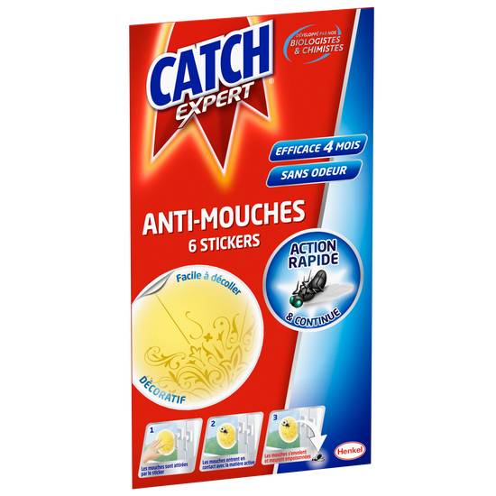 Catch - Expert stickers anti mouches décoratifs jaune (6 pièces)