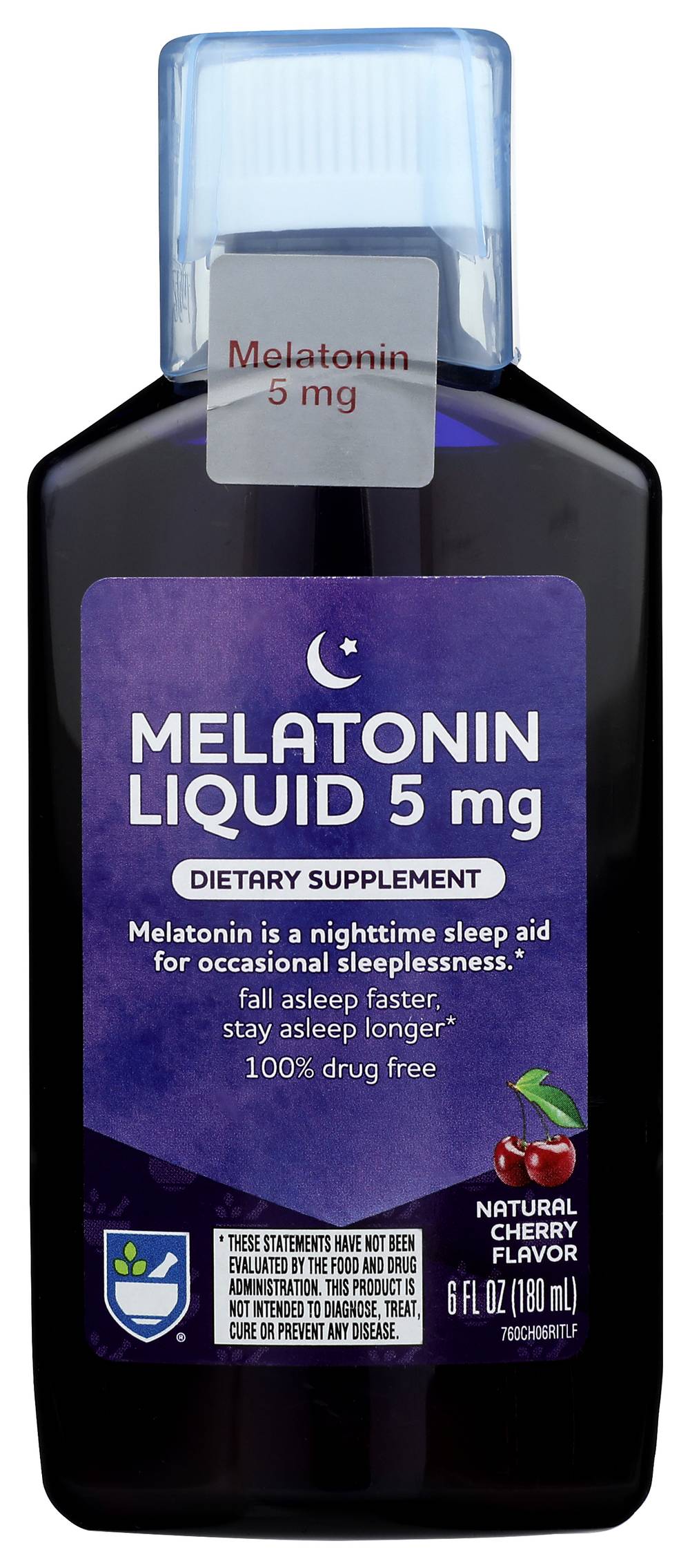 Rite Aid Melatonin Liquid, Natural Cherry - 5mg, 6 fl oz