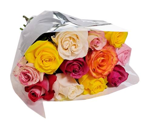 Flower Bouquet Assorted Roses 1 Dozen