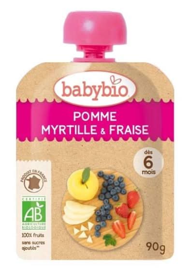 Babybio 生機蘋果纖果泥藍莓草莓 (90 g)