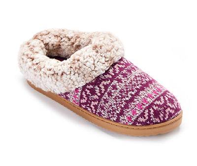 Dearfoams Aubergine Fair Isle Knit Clog Slippers (large/purple)