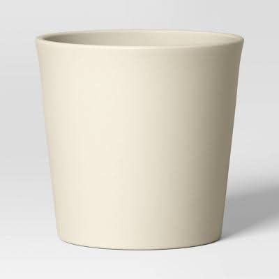 Threshold Aesthetic Plastic Indoor Outdoor Planter, 12.7x12.7 in, Sour Cream