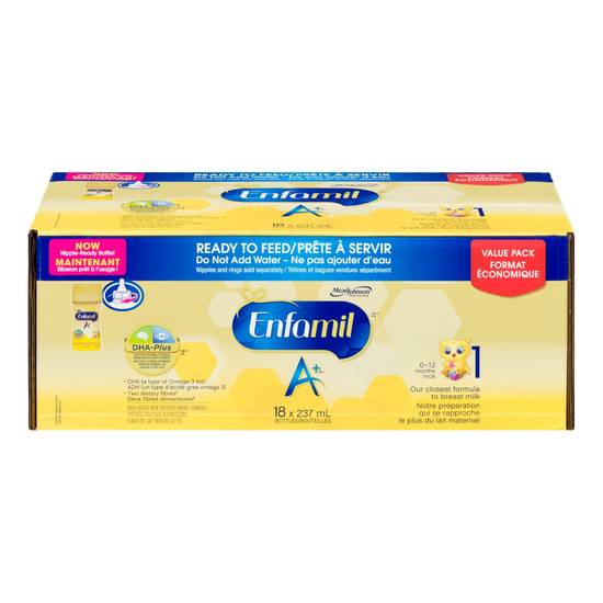 Enfamil Ready To Feed A+ Baby Formula Food 0-12 m (18 x 236.66 ml)