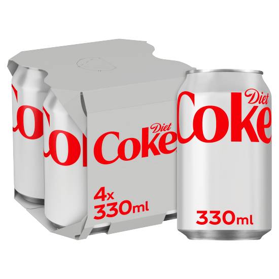 Diet Coke Sparkling Low Calorie Soft Drink (4 x 330ml)