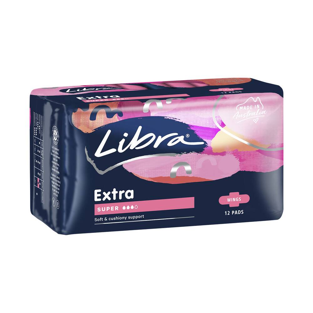 Libra Extra Super With Wings Pads 12 pack