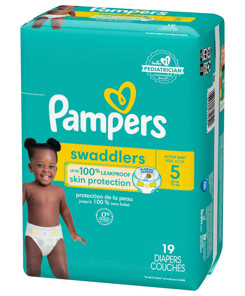 Pampers Swaddlers 100% Leakproof Diaper Couches, (19 ct