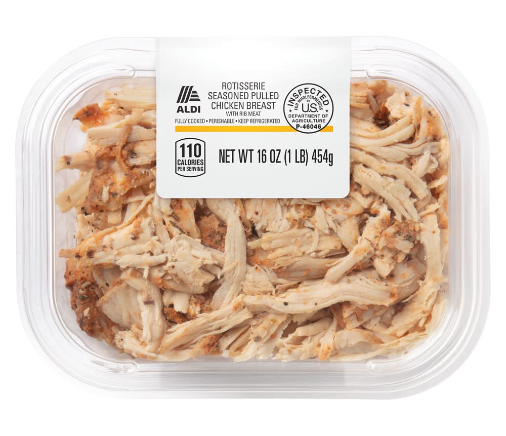 Aldi Rotisserie Seasoned Pulled Chicken Breast With Rib Meat (16 oz)