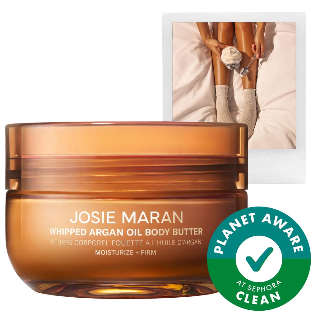 Josie Maran ...In Bed (Whipped Vanilla Milk + Cashmere Musk) - Whipped Argan Oil Refilllable Body Butter Jar 6 oz/177 mL